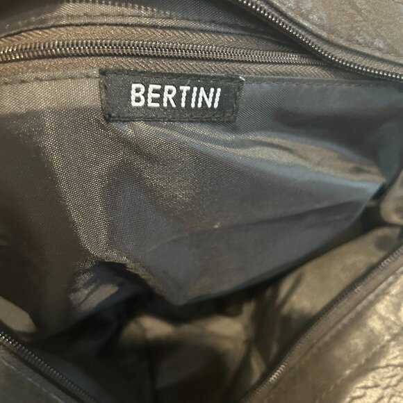 Bertini Brown Leather East West Bag Purse‎ NWT Gold Chain Italy Slouchy Designer - Picture 7 of 8